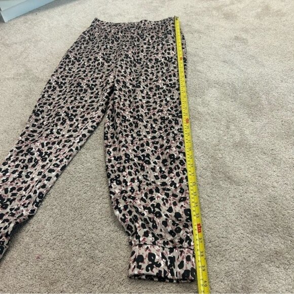Zara Brown leopard cheetah animal print satin effect jogger pants M NWOT pockets - Picture 11 of 12